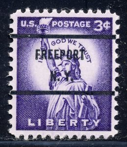 Freeport NY, 1035-71 Bureau Precancel, 3¢ Statue of Liberty