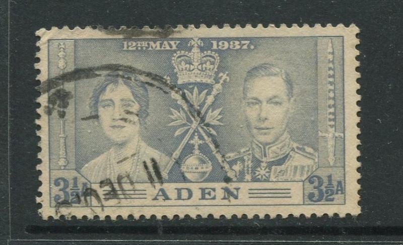 ADEN - Scott 15 - Coronation Issue - 1937- Used - Single 3.1/2a Stamp