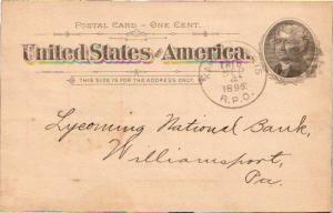 United States U.S. R.P.O.'s Kane & Harris. 1896 198-I-2  Postal Card.