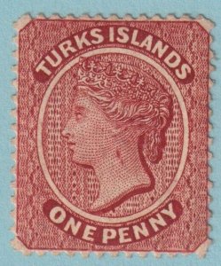 TURKS ISLANDS SG63b  MINT HINGED OG * EXTRA FINE! - NECK FLAW VARIETY! - CMY