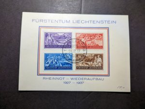1937 Liechtenstein Commemorative Souvenir Cover Rheinnot Wiederaufbau 10 Years