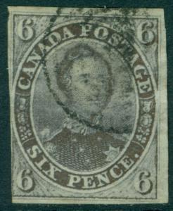 EDW1949SELL : CANADA 1851 Scott #2 Used. Scarce, Sound. PSAG Cert. Cat $1,750.