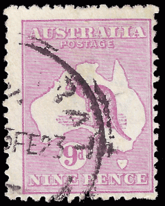 Australia Sc 50a 9d 'roo, 1915  used vg