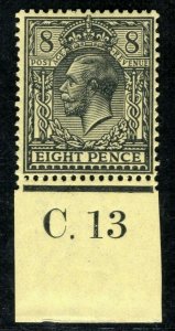 GB KGV Stamp SG.390 8d Black/Yellow Control *C.13* (1913) Mint LMM GRED101