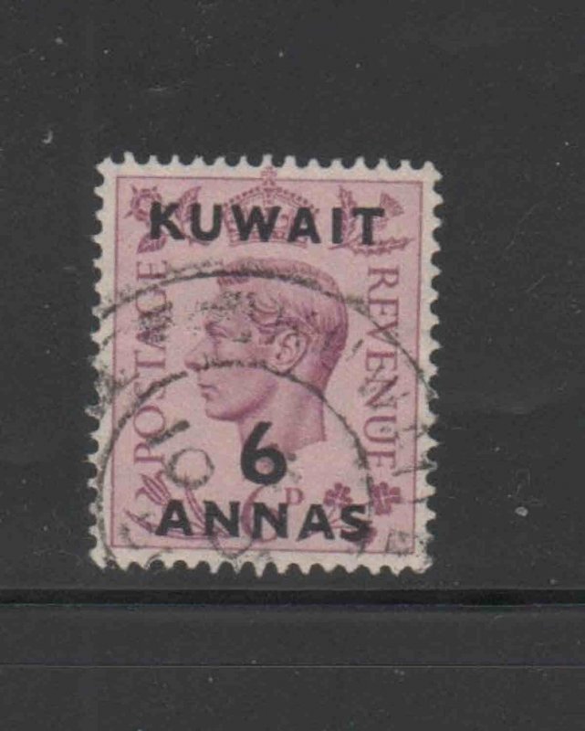 KUWAIT #78  1948  6a on 6p KING GEORGE VI SURCHARGED   F-VF  USED  b