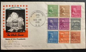 1939 Washington DC USA First day cover FDC The White House Sc#839-47