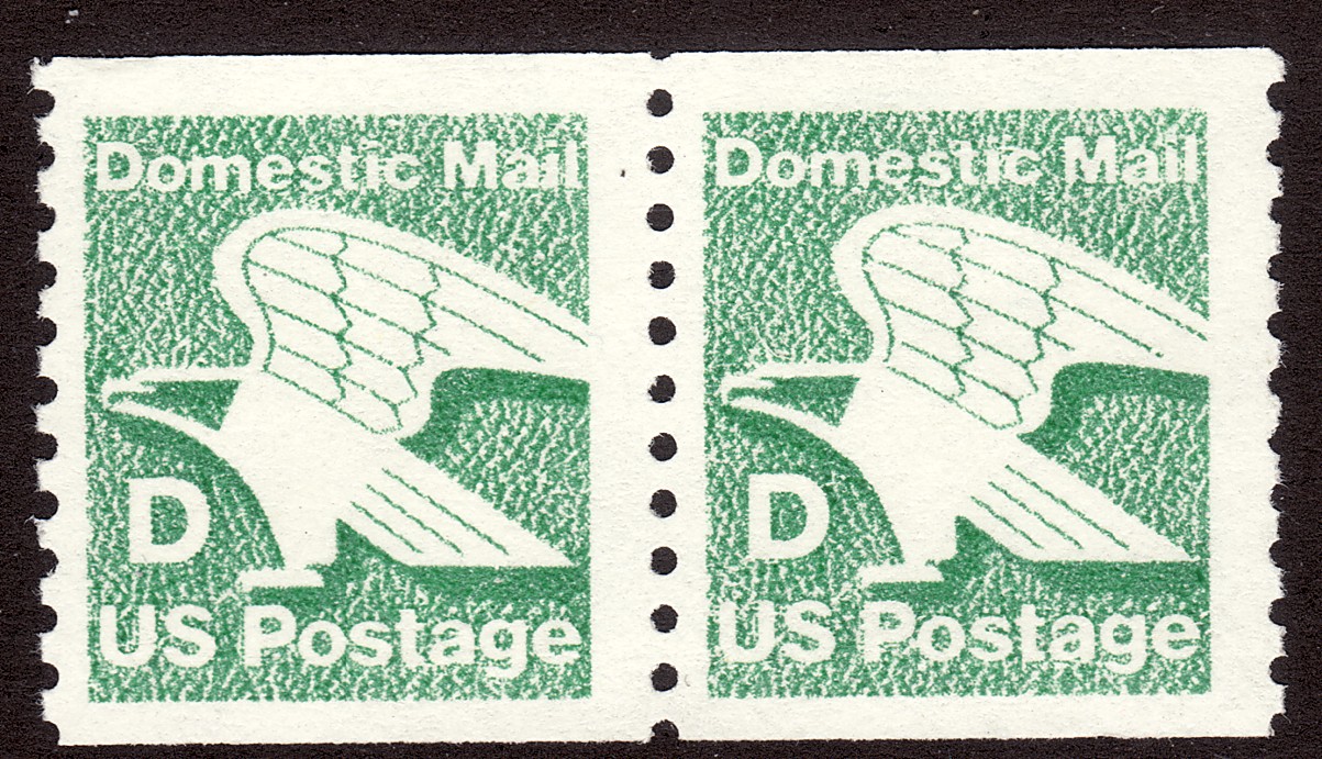 1985 U.S Domestic Mail "D" 22¢ perf 10 vertical coil pair MNH Sc 2112