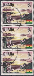 Ghana 1967 Sc292 6np Used Vert Strip Of 3  Cds Akosombo Dam