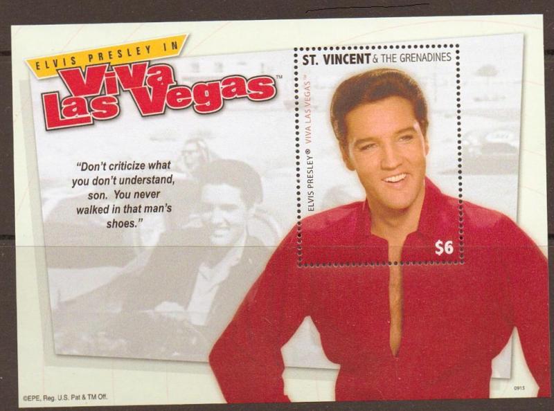 ST.VINCENT 2009 ELVIS LAS VEGAS M/SHEET (2) MNH 