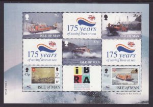 Isle of Man-Sc#820a- id6-unused NH sheet-Boats-Royal National Lifeboats-1999-