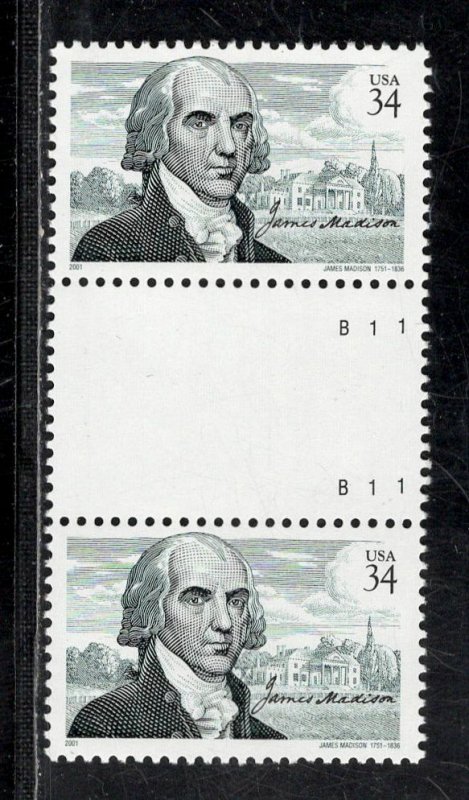 UNITED STATES SC# 3545 HORZ. GUTTER PL# PAIR VF/NH