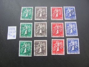 SWITZERLAND 1939 USED SC 256-267 3 SETS VF/XF $76 (185)