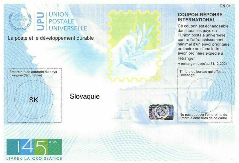 SLOVAKIA - (IRC) INTERNATIONAL REPLY COUPON (145. Year) (MINT), MNH