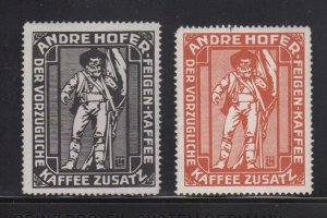 Pair of German Advertising Stamps -  Andre Hofer Fig Coffee