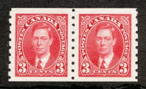1937 Canada Sc #240 KGVI Mufti (Civilian Attire) - Coil pair MH stamps Est $25