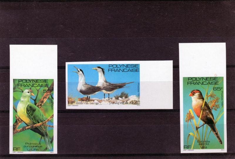 French Polynesia 1981 Birds set (4) Imperforated mnh.vf scott349-51