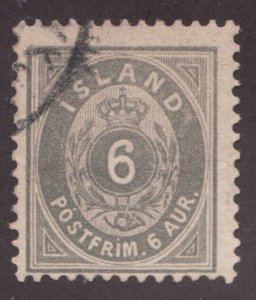 1887 - Iceland / Island Sc# 25 - Posthorn 6 Aur - Used postage stamp - Cv$19