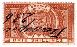 (I.B) Orange Free State Revenue : Duty Stamp 3/-