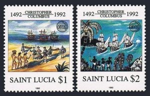 St Lucia 991-992, MNH. Michel 1001-1002. America-500, 1992. Columbus fleet. OECS