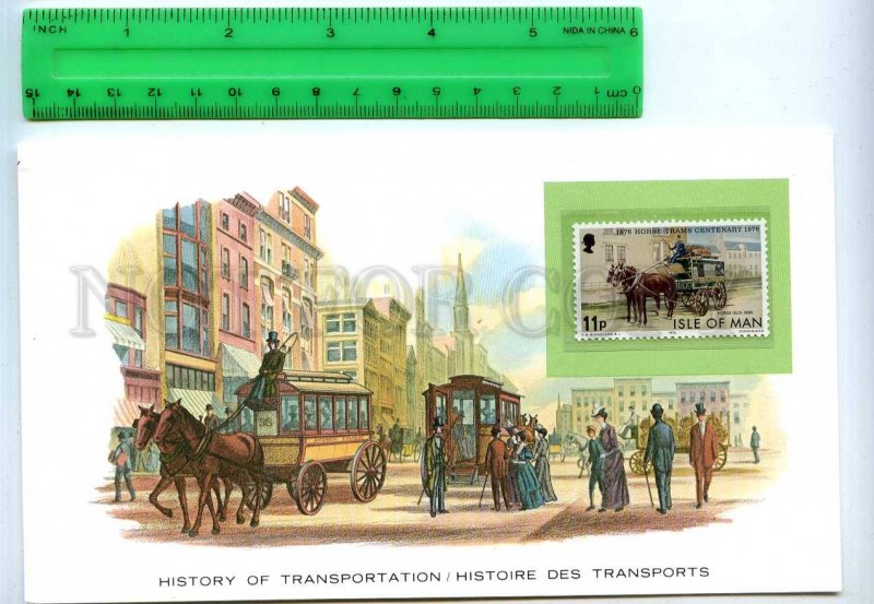 255173 ISLE of MAN omnibus card w/ mint stamp