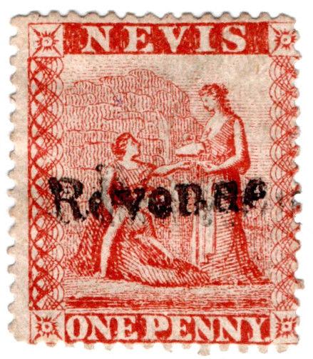 (I.B) Nevis (St Kitts) Revenue : Duty Stamp 1d (1877)