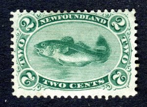 Newfoundland 1865. 2c bluish green. MH. SG31.