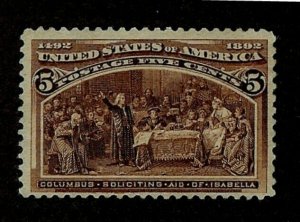 US Scott 234 5c Columbian Expo ~ Queen Isabella Mint F/VF OG NH 1893 SCV $165