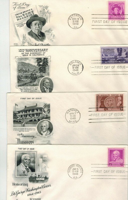 COMPLETE 1948 ARTCRAFT COMMEMS. FDCs SET OF 30 CLEAN + UNADDRESSED! 