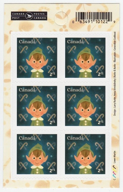 ELF = CHRISTMAS PORTRAITS = One Booklet of 6 x $2.71 stamps = MNH Canada 2021