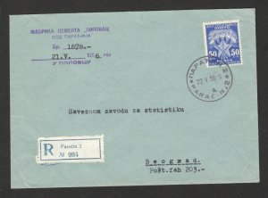 YUGOSLAVIA-R COVER-ERROR, INSTEAD OF REGULAR STAMP, STICKED  POSTAGE DUE-1956.