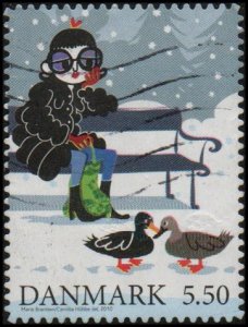 Denmark 1514  - Used - 5.50k Woman o Bench Watching Ducks (2010) (cv $5.00)