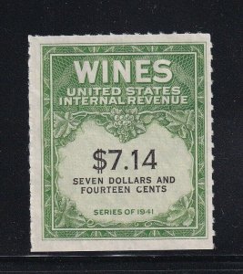 RE156 VF Wines revenue stamp unused with nice color cv $ 150 ! see pic !