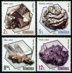 HERRICKSTAMP NEW ISSUES ROMANIA Sc.# 6128-31 Minerals 2018