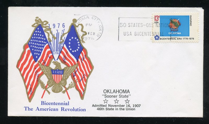 US 1678 American Bicentennial -  Oklahoma UA Al Tag Boerger cachet FDC 