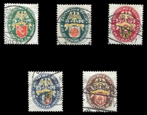 Germany #B28-32 (Mi. 430-434) Cat€190, 1929 Arms, set of five, used