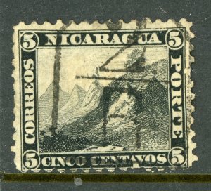 Nicaragua 1869 Momotombo  5¢ Black Scott #5 VFU Z422 ⭐