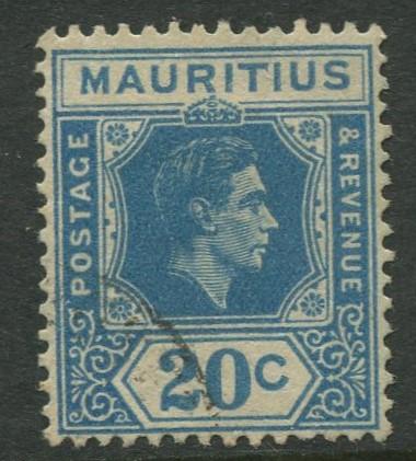 Mauritius - Scott 217 - KGVI Definitive Issue -1938 - FU -Single 20c Stamp