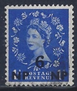 Muscat, Scott #67; 6np on 1p Queen Elizabeth II, Used