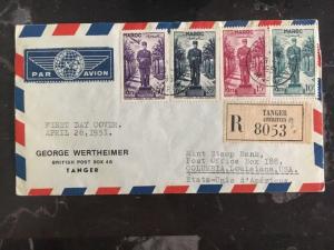 1951 Tanger Morocco First Day Cover FDC To Columbia LA Usa Gral Leclerc Set