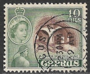 CYPRUS 1955 QE2 10m COPPER MINE Pictorial Scott No. 171 F-VF Used