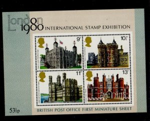 Great Britain Sc 834a 1978 architecture London 80 stamp sheet mint NH