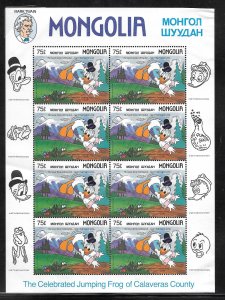 Mongolia #1633 MNH Mark Twain Disney Sheet