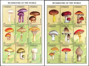 Dominica 1998 Mushrooms 2 sheets MNH