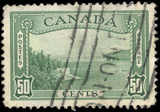 Canada Scott #244 VF Used - 50¢ Vancouver Harbor - Thin - See Description