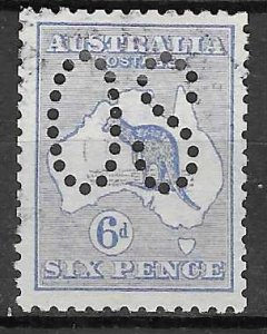 Australia  #OA8 6P PERFIN OS (U)