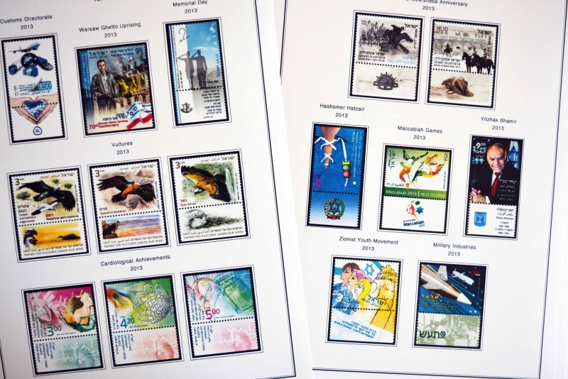 COLOR PRINTED ISRAEL [+TABS] 2011-2020 STAMP ALBUM PAGES (81 illustrated pages)