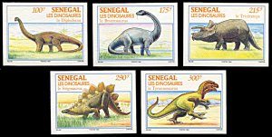 Senegal 1133-1137, MNH imperf., Dinosaurs