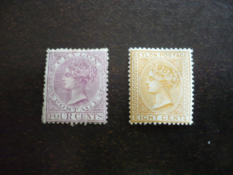 Stamps - Ceylon - Scott# 65-66 - Mint Hinged Part Set of 2 Stamps