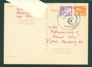 DDR. Germany. 1990 Card,Stationery. Ollsnitz. 10 Pf. Uprated 15 Pf. Adr. Hamburg