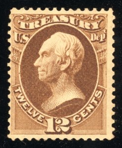 US Scott O78 Mint HR OG 12c brown Treasury Official Lot AOF078 bhmstamps